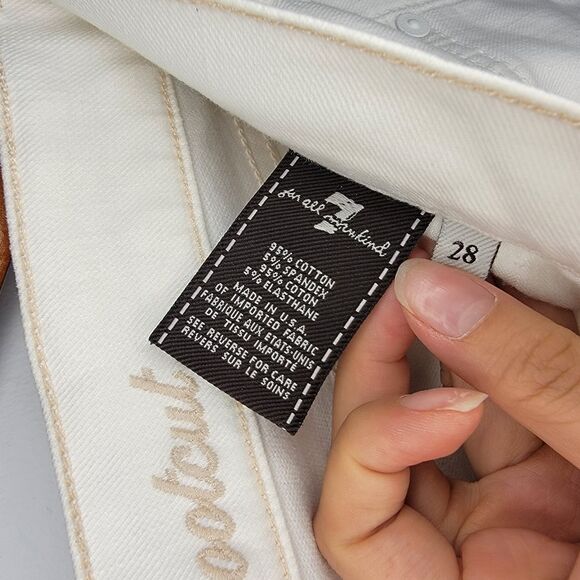 7 for all Mankind Y2K Low Rise Jeans Women's Size 32 x 29 White Stretch Slim - Picture 6 of 11